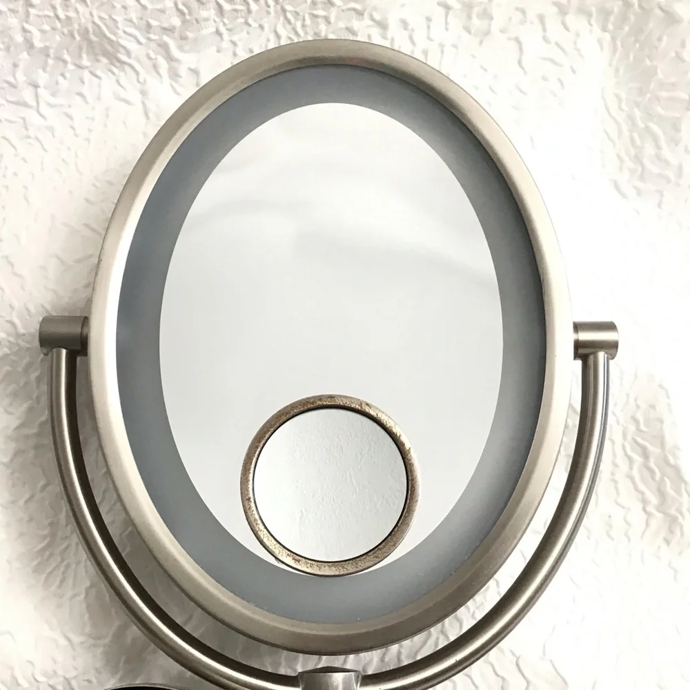 JERDON LED Lighted Wall Mounted Makeup Mirror 10X - 1X Magnifying Mirror